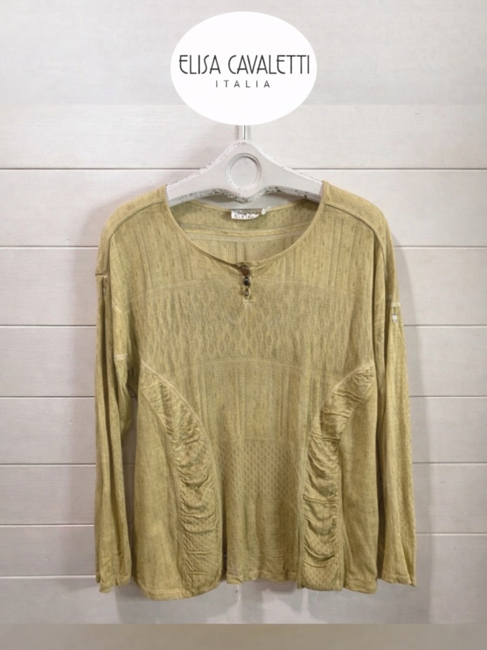 ELISA CAVALETTI XL Yellow Textured Knit Top